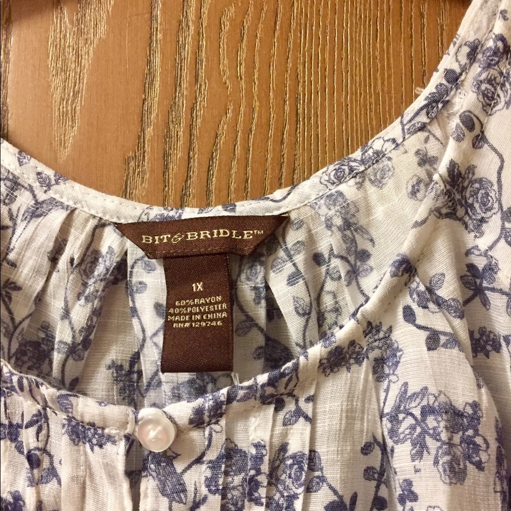 Bird Print Peasant Top